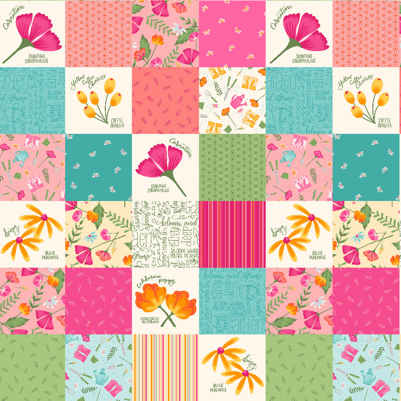 Bloom and Grow Yardage PRE-ORDER: Garden Patch (“Cheater" Print)